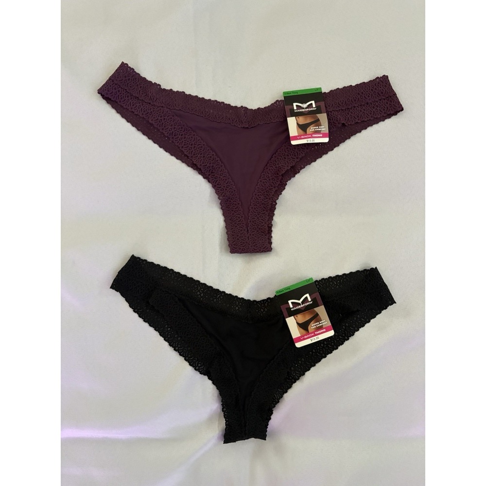 NEW Maidenform DMMVBT V Back Thong 2 Pair Size Large 7 Women's Thong Multicolor